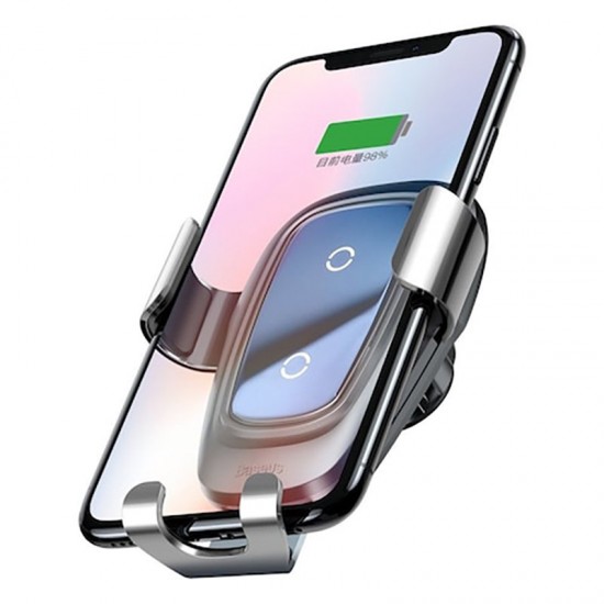 Suport universal auto grila ventilatie pentru telefon - Baseus Gravity Metal Wireless