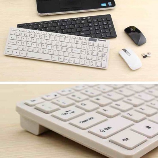KIT Tastatura + Mouse Wireless Slim - Alb