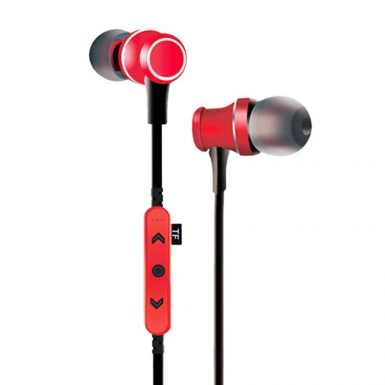 Casti metalice Deepbass D-22 In-Ear Wireless Bluetooth - Rosu