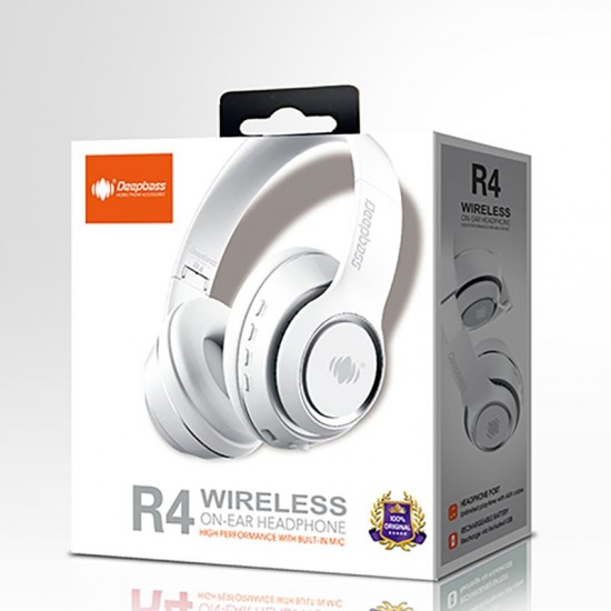 Casti On-Ear Wireless cu Bluetooth Deepbass R4- Alb