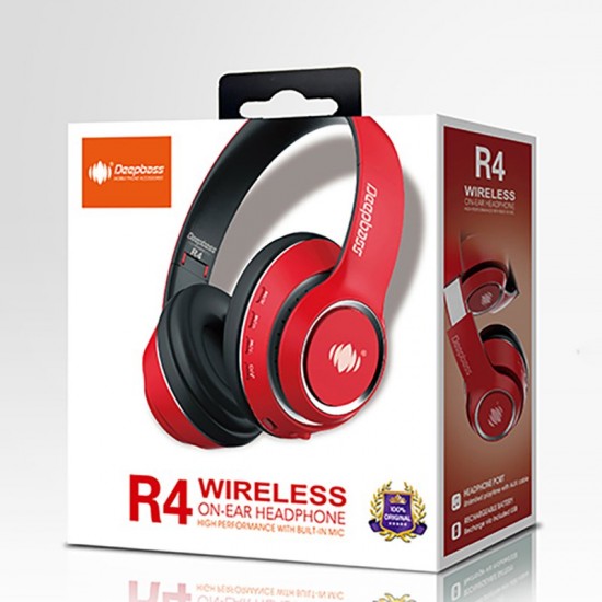 Casti On-Ear Wireless cu Bluetooth Deepbass R4- Rosu