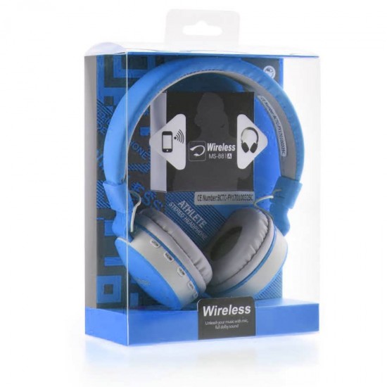 Casti On-Ear Wireless Bluetooth cu Handsfree MS - 881A - Albastru