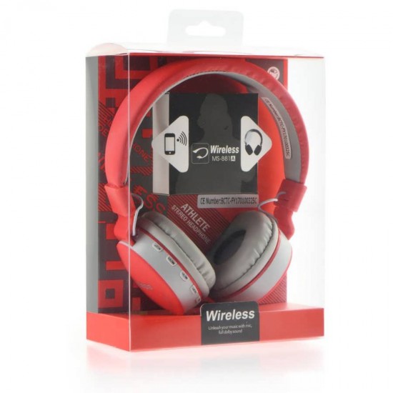Casti On-Ear Wireless Bluetooth cu Handsfree MS - 881A - Rosu