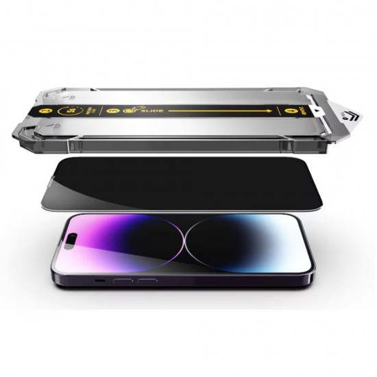 Folie sticla plus aplicator pentru iPhone 15 Pro 3D Generation Privacy