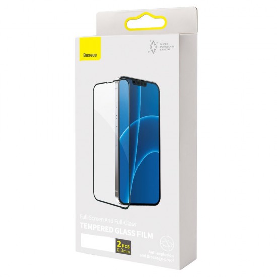 Folie sticla pentru iPhone 14 Pro Max Baseus Full Screen - Negru/Transparent