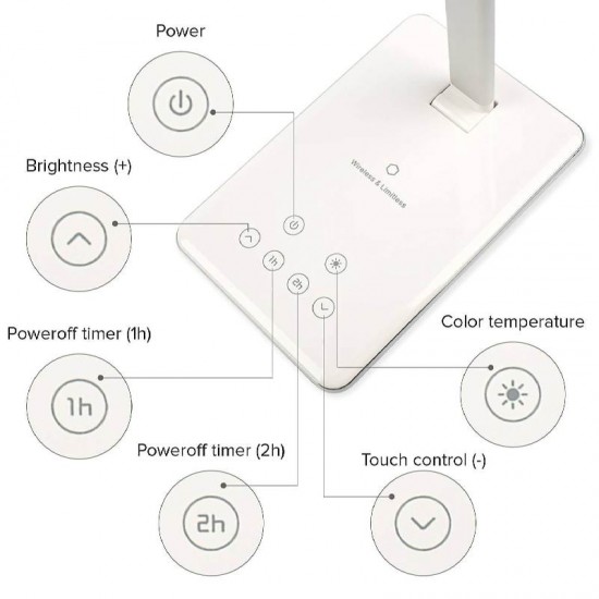 Lampa de birou LED cu incarcare wireless si control touch - Bilitong WD102