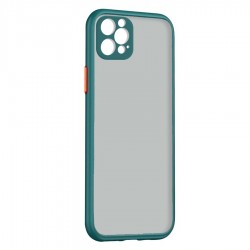 Husa spate pentru iPhone 13 Pro Max - Button Case Turcoaz / Portocaliu