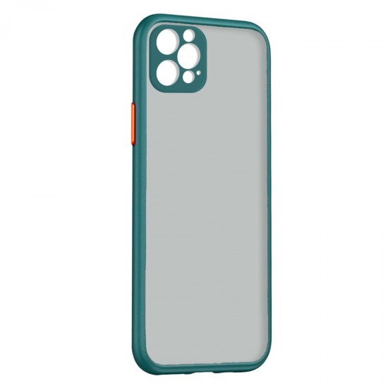 Husa spate pentru iPhone 13 Pro Max - Button Case Turcoaz / Portocaliu