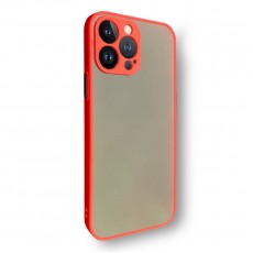Husa spate pentru iPhone 13 Pro Max - Button Case Rosu / Negru