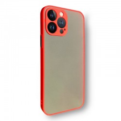 Husa spate pentru iPhone 13 Pro Max - Button Case Rosu / Negru