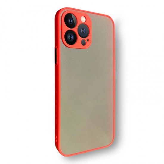 Husa spate pentru iPhone 13 Pro Max - Button Case Rosu / Negru