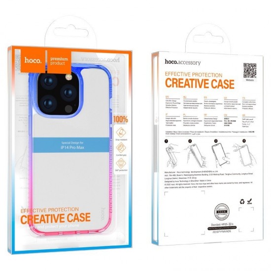 Husa spate pentru iPhone 14 Pro Max Hoco Crystal - Rosu/Albastru