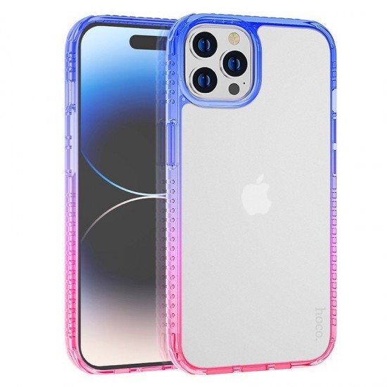 Husa spate pentru iPhone 14 Pro Hoco Crystal - Rosu/Albastru