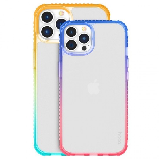 Husa spate pentru iPhone 14 Pro Max Hoco Crystal - Verde/Portocaliu