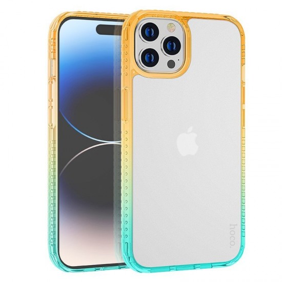 Husa spate pentru iPhone 14 Pro Max Hoco Crystal - Verde/Portocaliu
