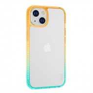 Husa spate pentru iPhone 14 Hoco Crystal - Verde/Portocaliu