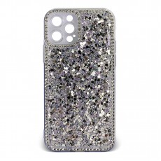 Husa spate pentru iPhone 12 Pro - Hermosa Case Bleu cu sclipici si cristale