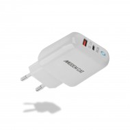 Incarcator Modem Cat Dual Port Fast Charge 20W MTC-013 - USB-typce C  Alb