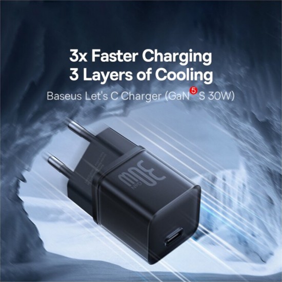 Incarcator de priza Baseus GaN5S Fast Charge Type C 30W - Negru