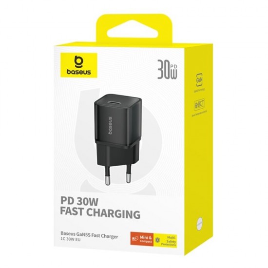 Incarcator de priza Baseus GaN5S Fast Charge Type C 30W - Negru