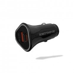 Incarcator auto universal Type C / USB Amarillo - Negru
