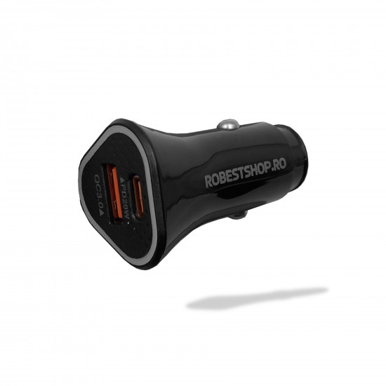 Incarcator auto universal Type C / USB Amarillo - Negru