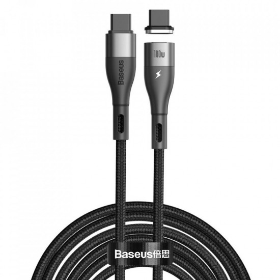 Cablu Baseus Zinc Magnetic Type C - Type C - 1.5 metri 100W Negru