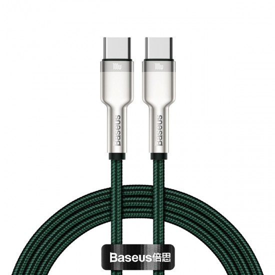 Cablu Baseus Cafule Type C - type C 100W 1 metru Verde