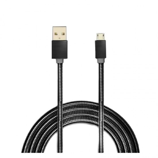 Cablu de date metalic microUSB 1m - Negru