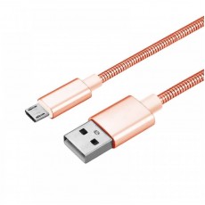 Cablu de date metalic microUSB 1m - Rose Gold
