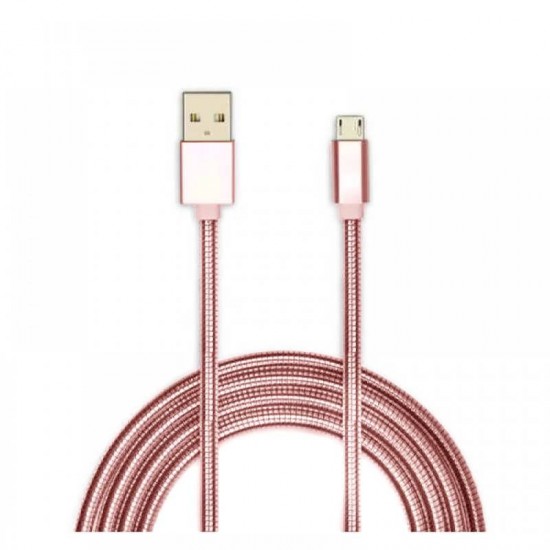 Cablu de date metalic microUSB 1m - Rose Gold