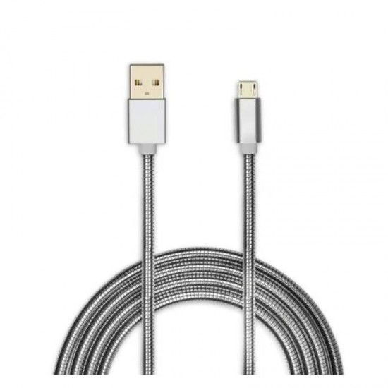 Cablu de date metalic microUSB 1m - Gri