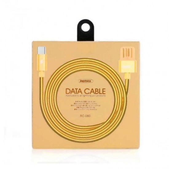 Cablu de date metalic Type-C Fast Charge Remax RC-080 - Auriu
