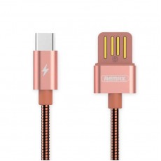Cablu de date metalic Type-C Fast Charge Remax RC-080 - Roz