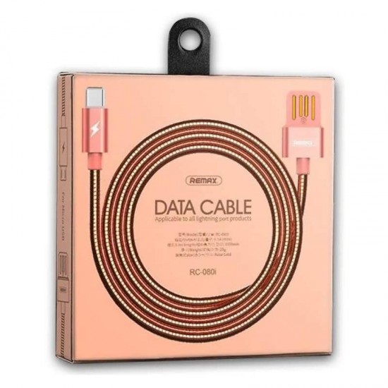 Cablu de date metalic Type-C Fast Charge Remax RC-080 - Roz
