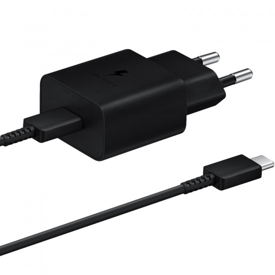 Incarcator retea Original Samsung Fast Charger 15W, port USB Type-C, inclus cablu USB Type-C, EP-T1510 Black Blister