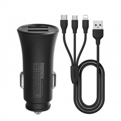 Incarcator auto dual USB Remax RCC-217 2.4A cu cablu 3-in-1