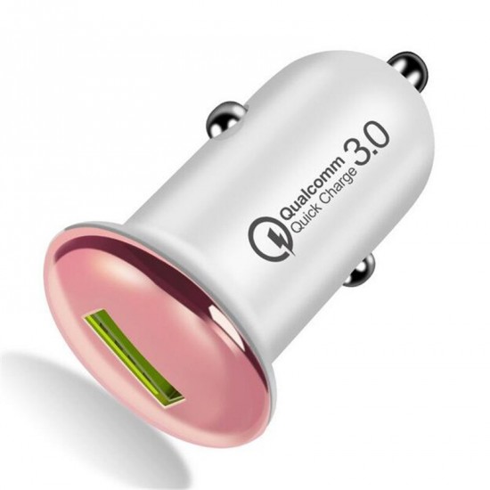 Incarcator auto - 1 x USB Quick Charge - roz